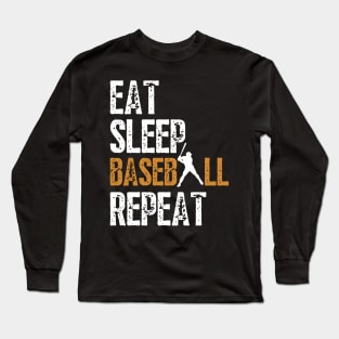 Eat Sleep Baseball Repeat, Funny Baseball Players Kids Boys Long Sleeve T-Shirt